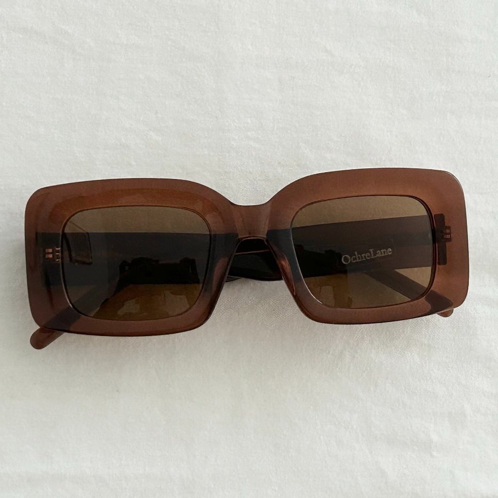 OchreLane Belle Cocoa Oversized Square Sunglasses